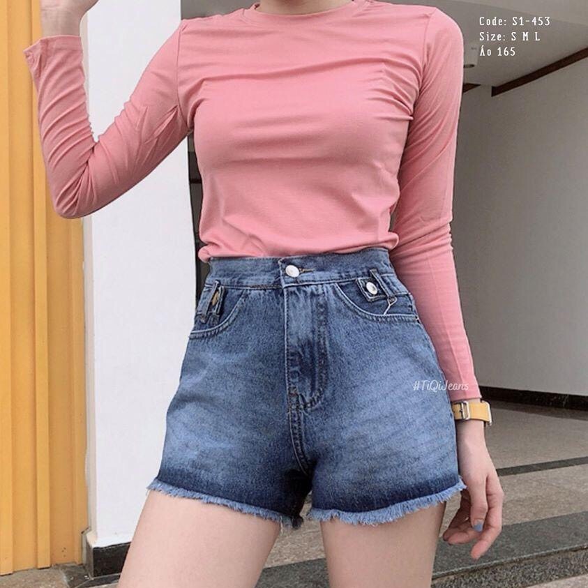 Quần short nữ lưng cao King168 , quần short jean nữ co dãn nhẹ cao cấp tq06
