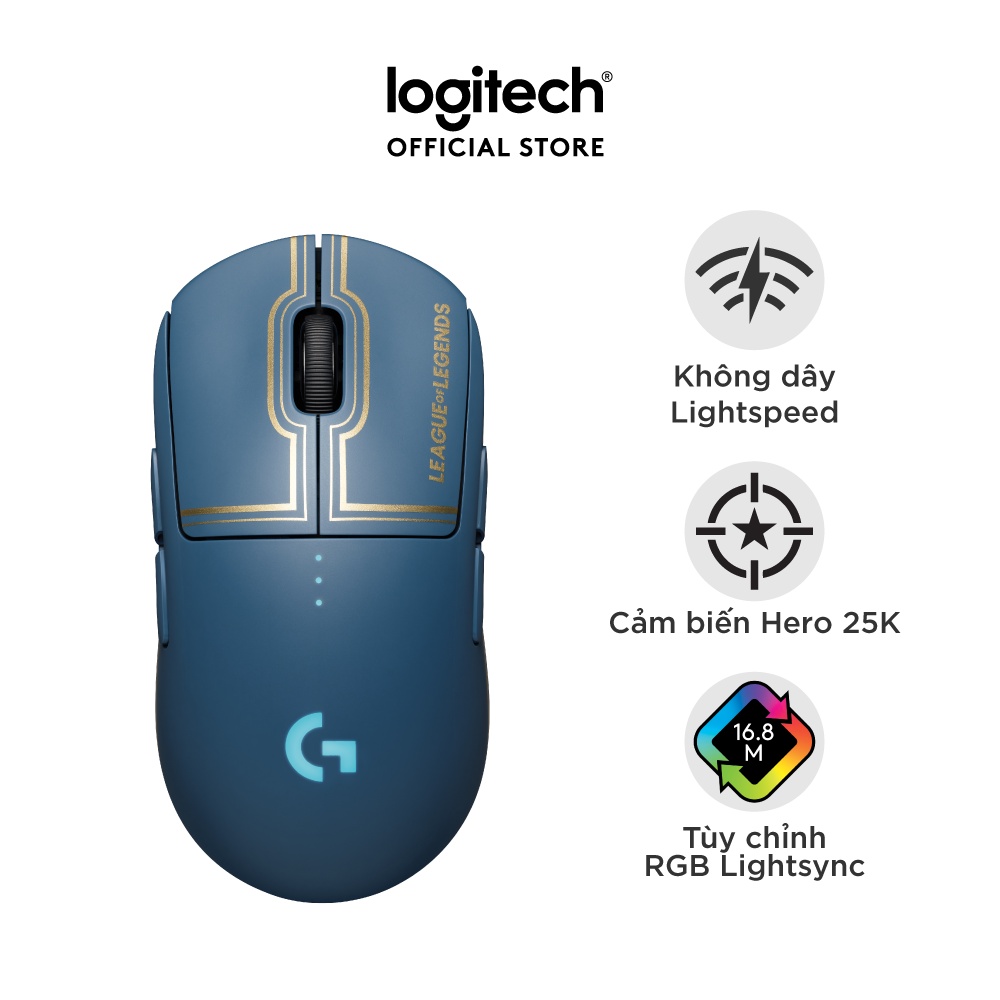 [Mã ELLOGIWL5 giảm 10%] Chuột game không dây Logitech G Pro Wireless LOL League of Legends - Nhẹ, RGB, nút lập trình