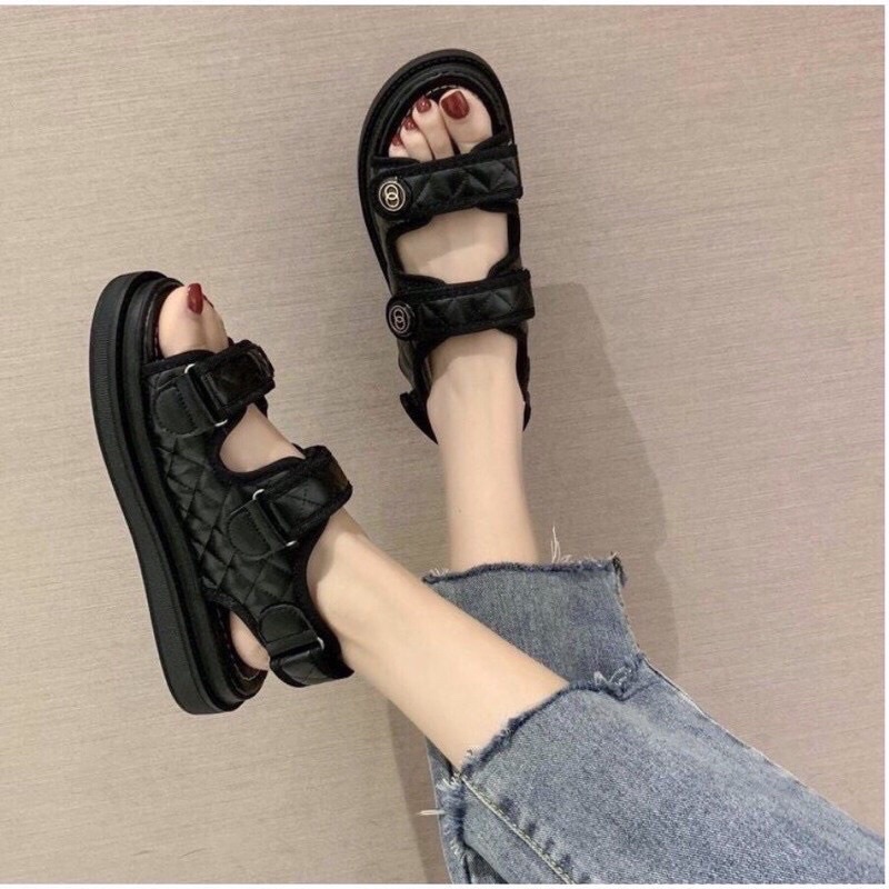 Sandal nữ free ship chất da mềm học sinh siêu đẹp quai hậu sịn