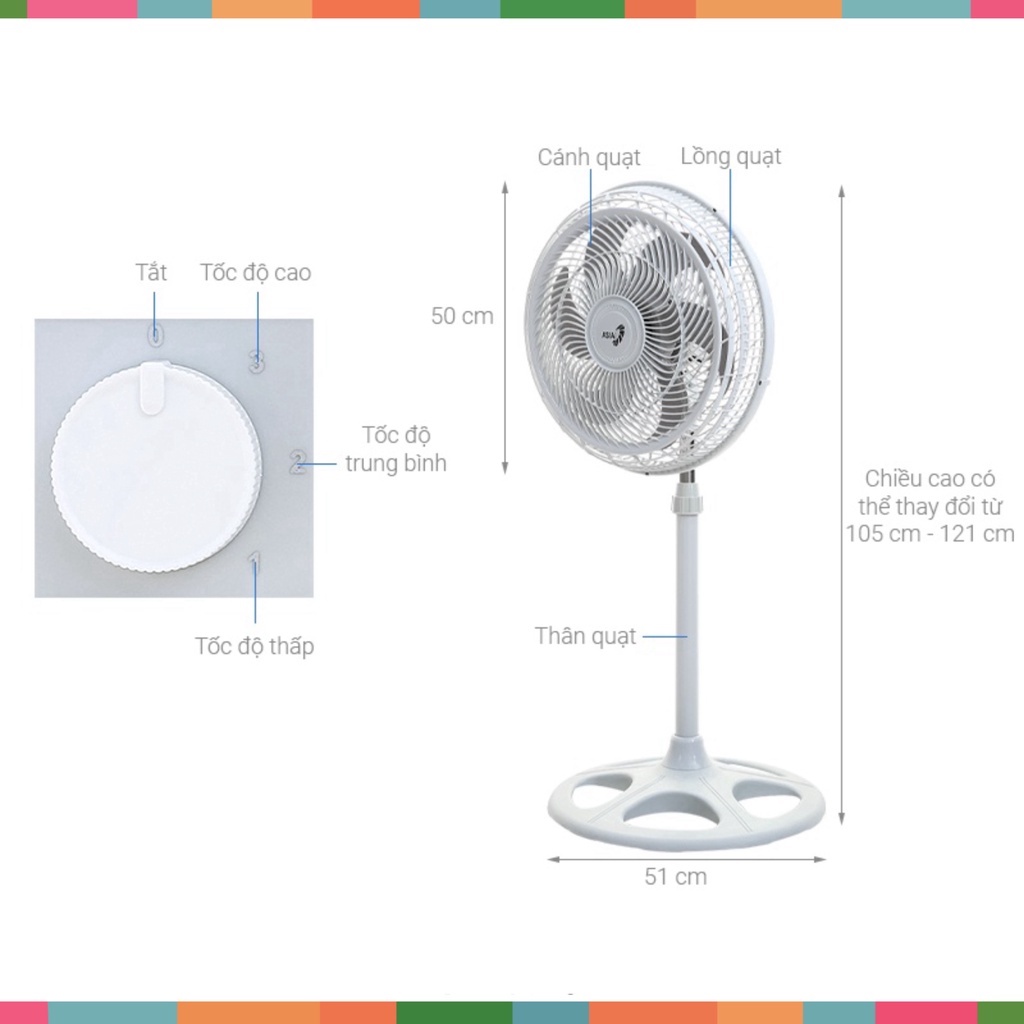 - Quạt đứng 4 tấc Asia Turbo - DTB1601 - Hàng chính hãng