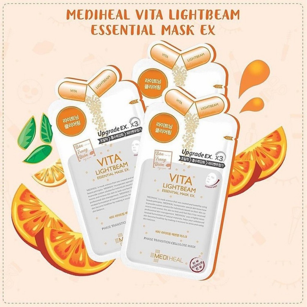 Mặt Nạ Mediheal Vitamin C Trắng Sáng Da Chuyên Sâu Vita Lightbeam Essential Mask Ex 24ml