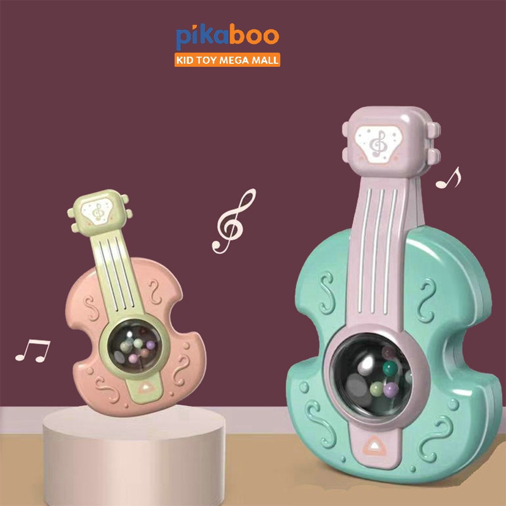 Đàn guitar lục lạc Pikaboo làm bằng chất liệu nhựa cao cấp an toàn với 4 màu hiện đại đồ chơi xúc xắc hạt màu sinh động