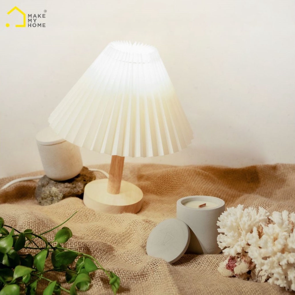 Đèn Ngủ Đèn Trang Trí Để Bàn Thân Gỗ Xếp Ly Phong Cách Hàn Quốc Make My Home LENOTA