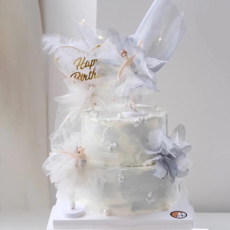 Set 3 Phụ Kiện Trang Trí Bánh Kem Hình Cô Gái Múa Ba Lê Dễ Thương