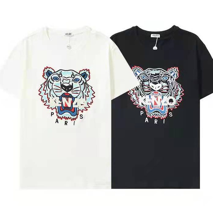 Áo Thun Ngắn Tay Thêu Hình Hổ Thời Trang Unisex