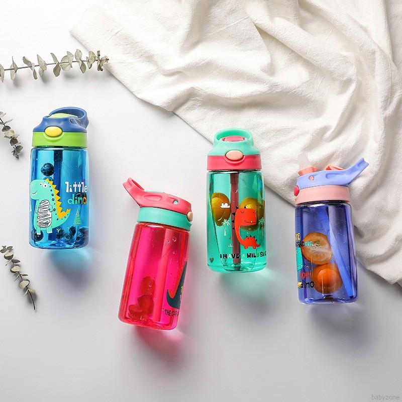 Bình Đựng Nước 480ml Có Ống Hút Hình Khủng Long Đáng Yêu