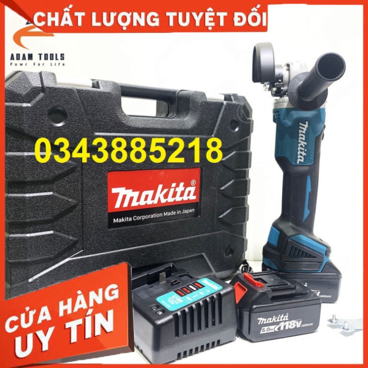 Máy mài cầm tay Makita 118v dùng 2pin không chổi than  chuyên dùng để mài góc, cắt sắt, cắt gỗ, cắt 