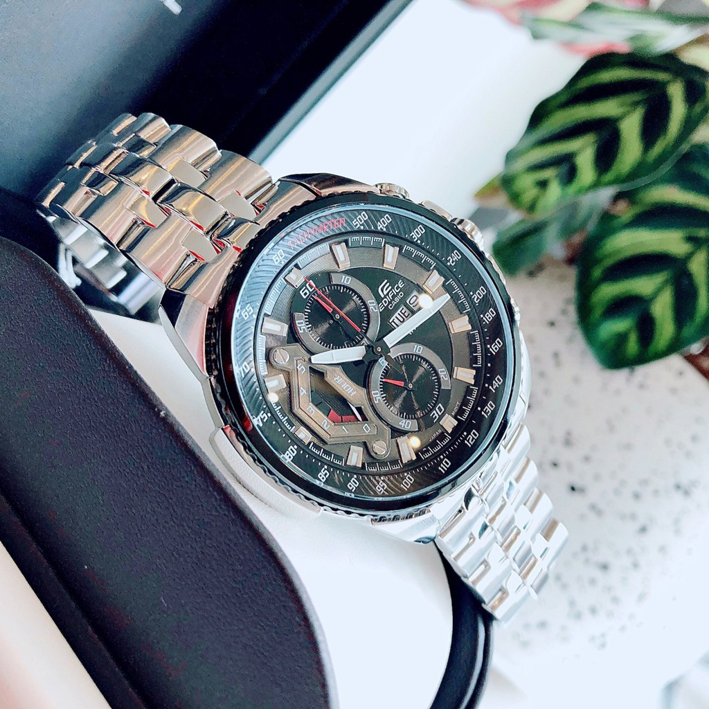 Đồng hồ Nam chính hãng Casio Edifice EF-558D-1AVUDF Đen-Máy Pin Quartz-Dây kim loại thép không gỉ cao cấp-Size 49mm