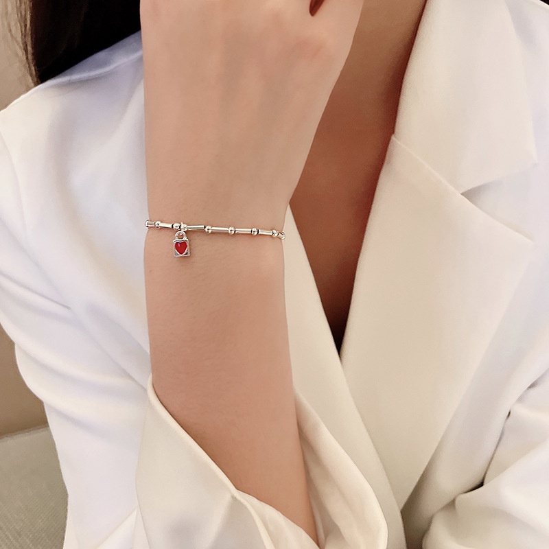 Vòng Tay Thép Titan Mặt Hình Trái Tim Thời Trang Dành Cho Nữ