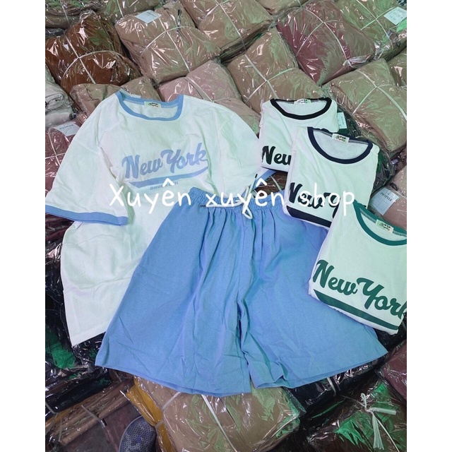 Set thể thao New York viền quần lửng oversize ( Ảnh thật)
