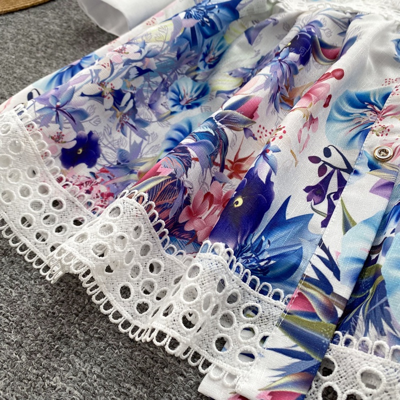 #2203  Đầm cổ chân tay dài kèm thắt lưng họa tiết hoa chất voan một lớp đủ size