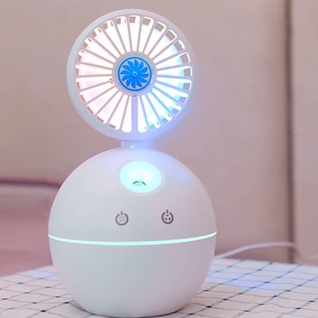 Quạt Phun Sương Mini Để Bàn Với Đèn LED 7 Màu 3 In 1