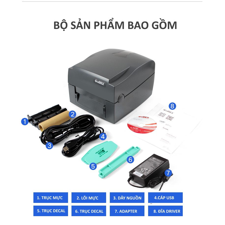 Máy in mã vạch nhãn Godex G500 (USB)