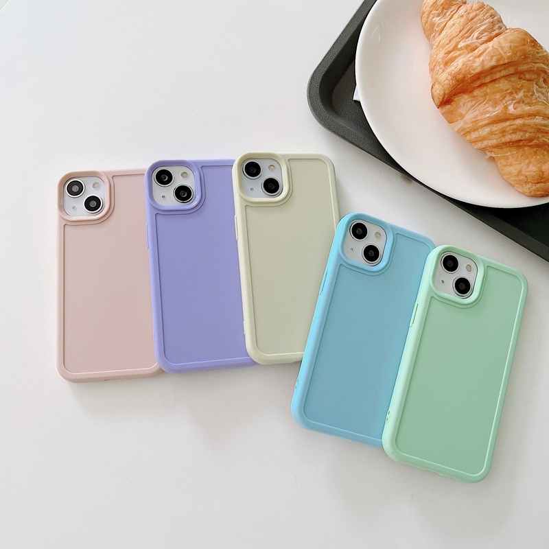 Ốp Điện Thoại Silicon Chống Sốc Chống Rơi Màu Kẹo Cho iPhone 14 13 12 11 Pro Max XS XR