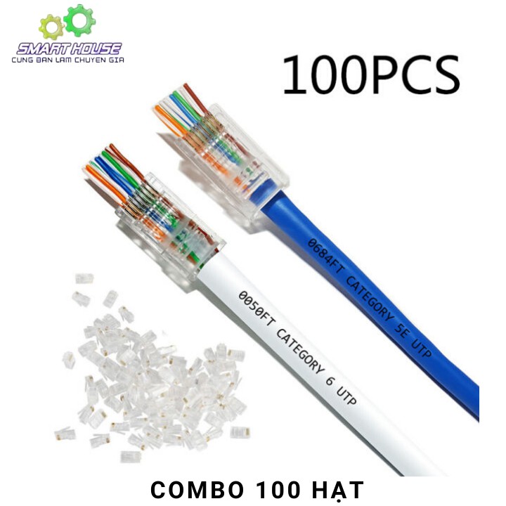 Combo 100  Đầu Hạt Mạng Xuyên Thấu J45.