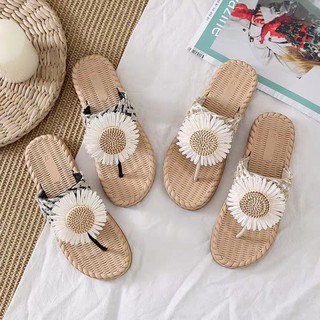 Dép quai kẹp đế cói hoa cúc đi chơi chụp hình dạo biển cực xinh - TT137