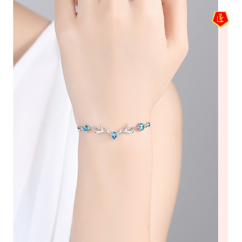 (Hàng Có Sẵn) Vòng Tay Bạc 925 Hình Sừng Hươu Đơn Giản