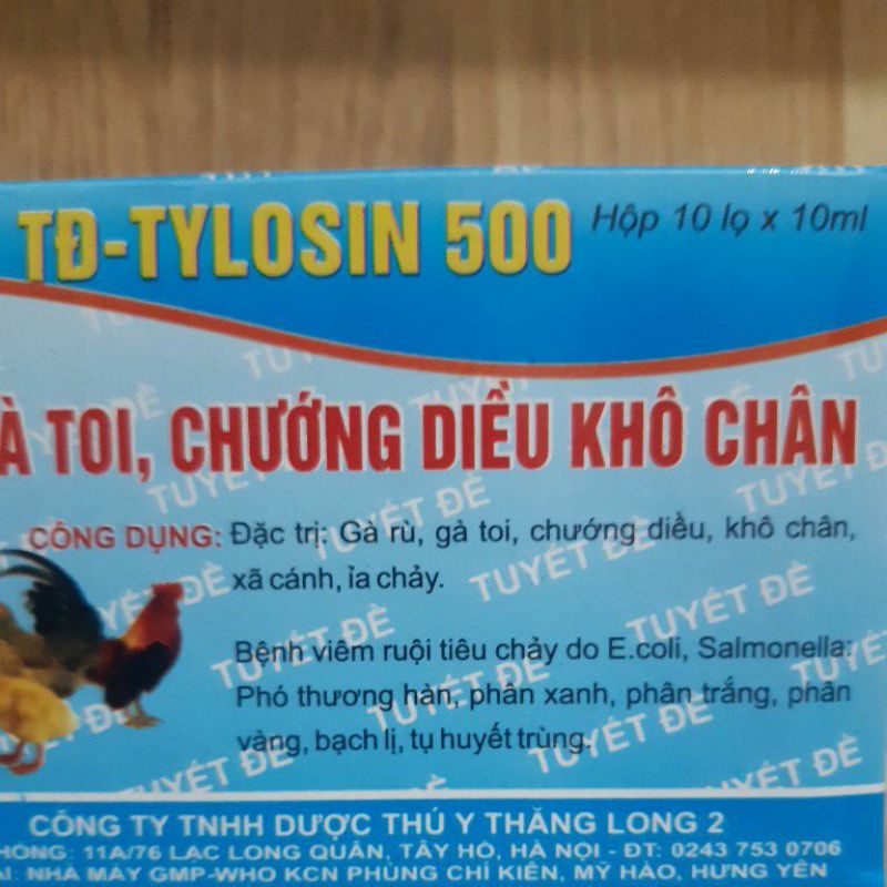 TĐ Tylosin 500 10ml chuyên dành cho gà vịt ngan chim cút