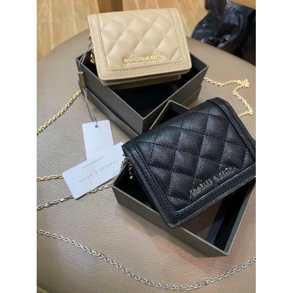 Túi Ví Cnk đeo chéo Mini trám da hạt bao nét fullbox size 10