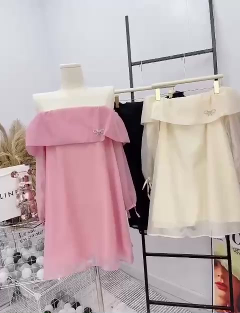 [Mã FATREND02 giảm đến 30k đơn 99k] Đầm trễ vai Hàn Quốc, váy trễ vai vải tơ màu Hồng, Trắng, Đen - PAHA SHOP | BigBuy360 - bigbuy360.vn