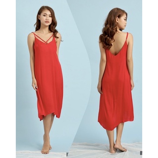 Đầm lụa 2 dây chéo ngực Infashion