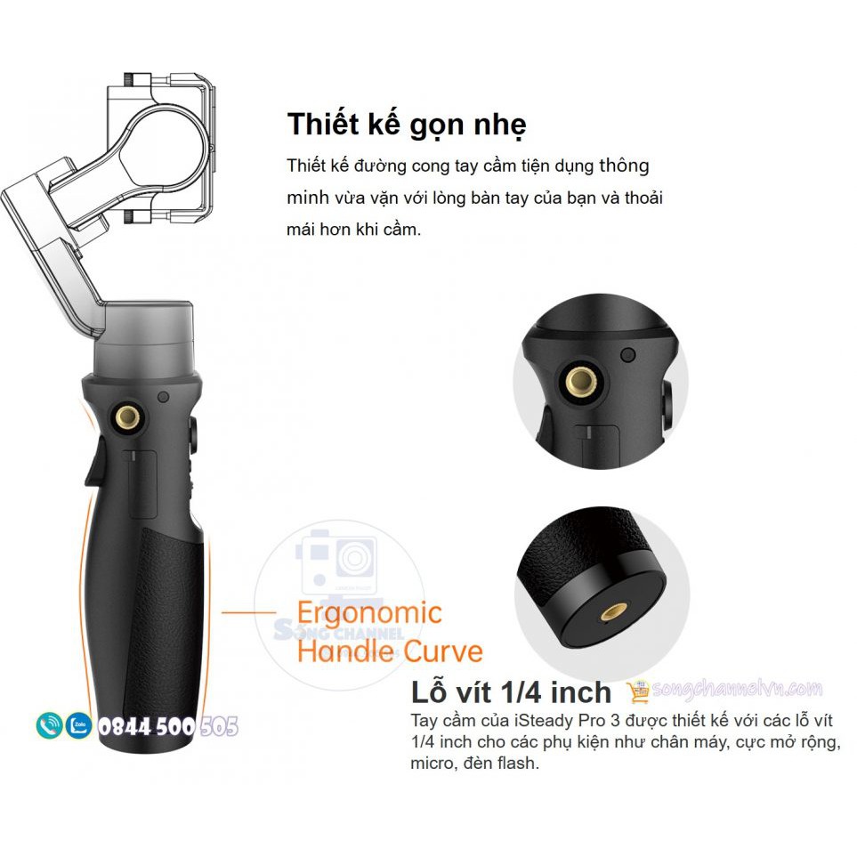 Gimbal Chống Rung Hohem iSteady Pro 3 [CHÍNH HÃNG] Sử Dùng Gopro 8/7/6/5/4 - Action Camera | BigBuy360 - bigbuy360.vn