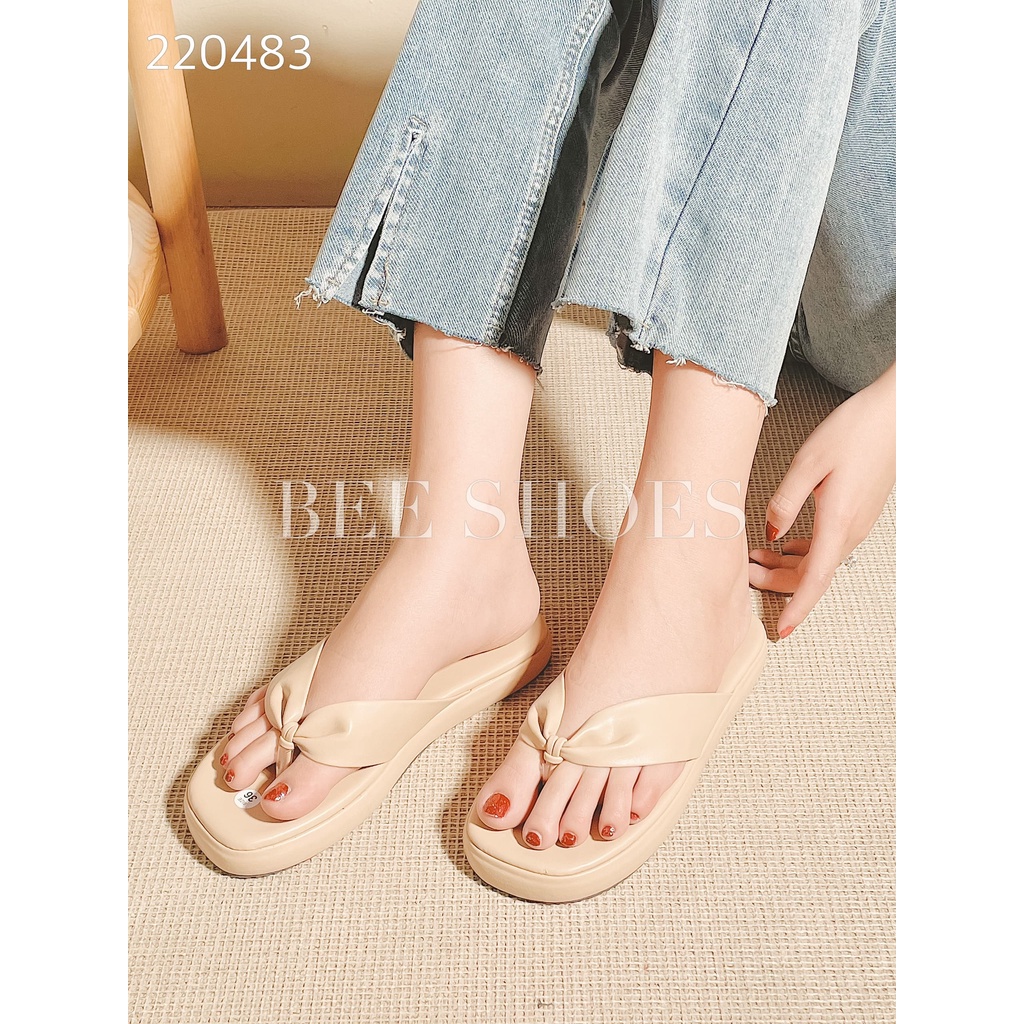 DÉP NỮ BEESHOES - DÉP NỮ XỎ NGÓN CAO 4P SẴN MÀU ĐEN - KEM - TRẮNG - XANH 220483