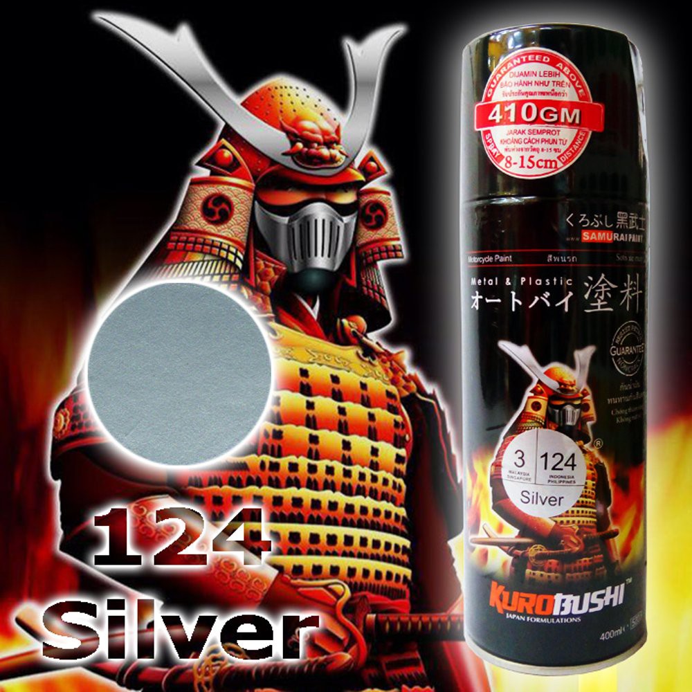 124 _ Chai sơn xịt sơn xe máy Samurai 3/124 màu bạc _ Silver _  Shop uy tín, giao nhanh, giá rẻ _ Best Seller