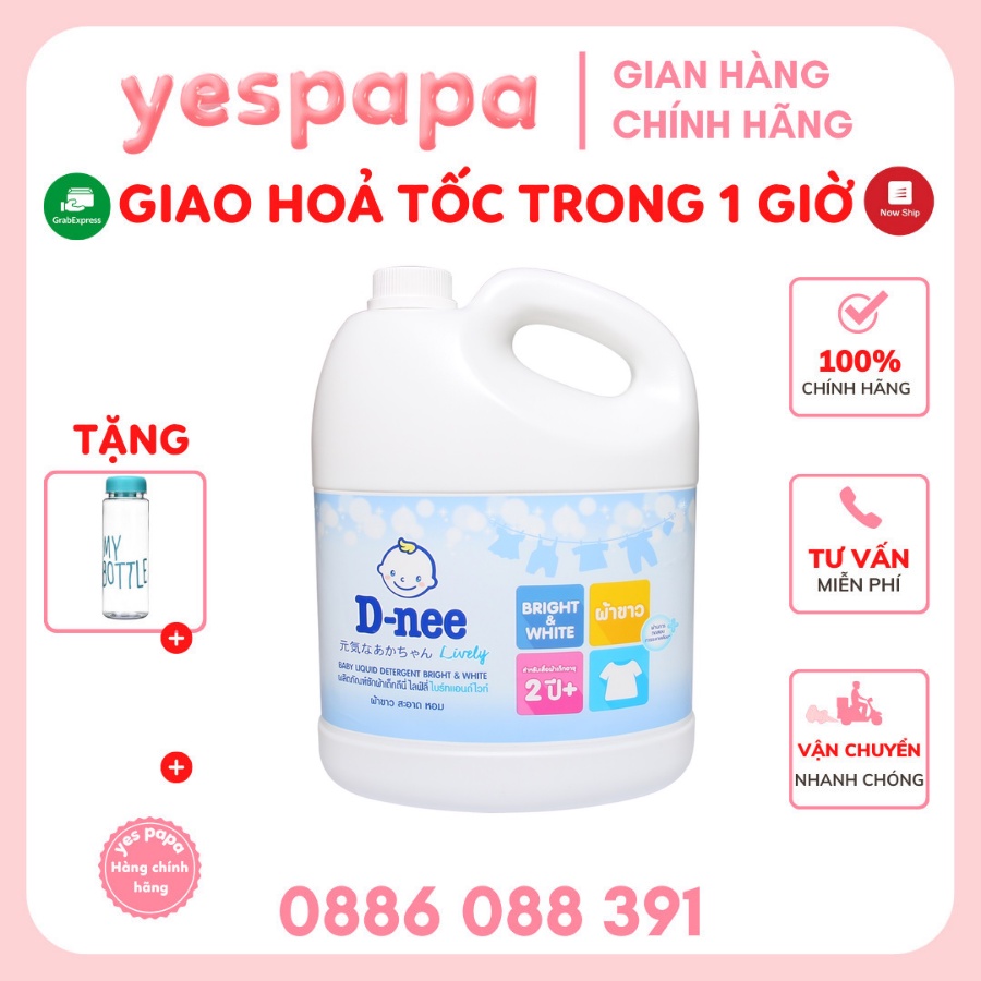 [HÀNG CHÍNH HÃNG] Dung dịch giặt xả quần áo gia đình Dnee màu Trắng 3000ml, Dnee nước rửa bình