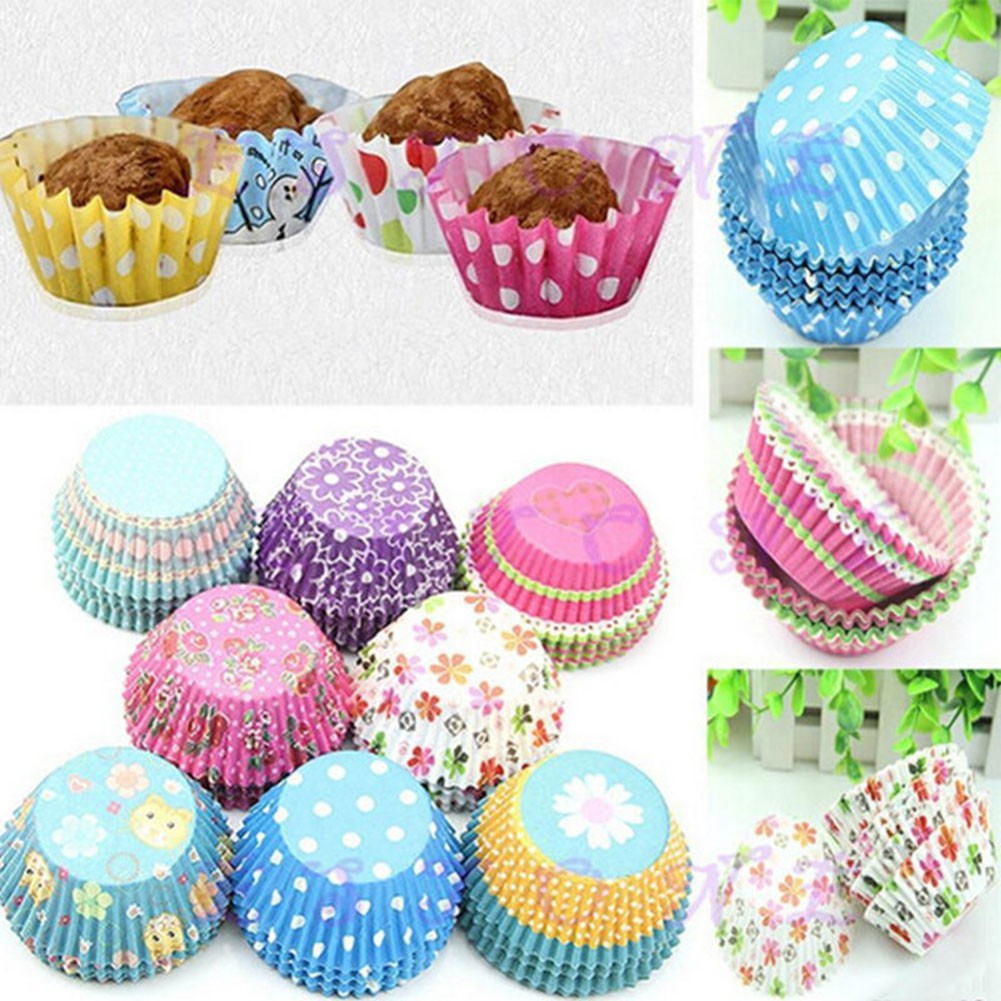 Bộ 100 cốc giấy đựng bánh cupcake