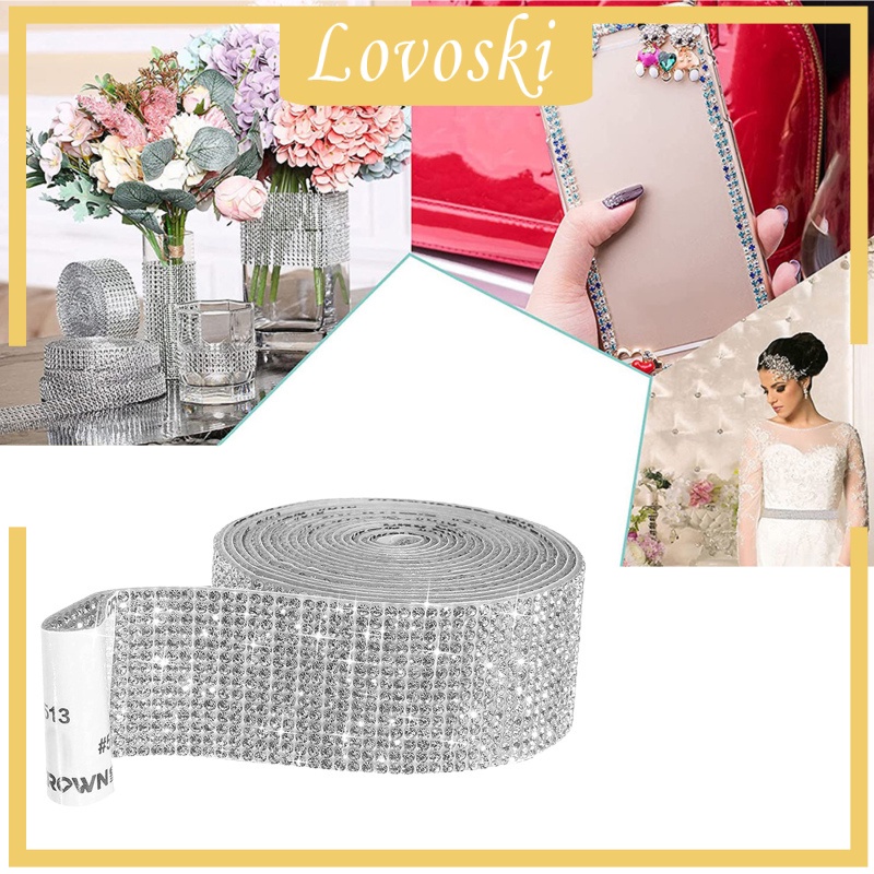 Cuộn Dây Ruy Băng Đính Đá Giả Kim Cương Tự Dính 1.4cm Dùng Trang Trí Xe Hơi DIY