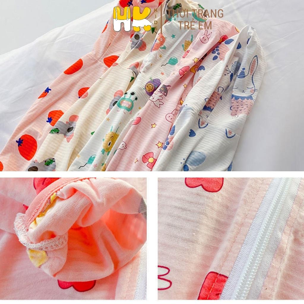 Áo chống nắng cho bé HK KIDS, áo khoác mỏng chống nắng kèm mũ chất cotton sợi tre mềm mát size từ 1 đến 6 tuổi