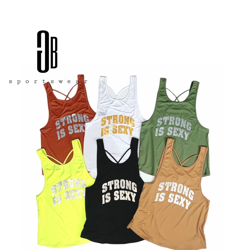 Áo tanktop nữ tập gym yoga dáng rộng STRONG IS SEXY