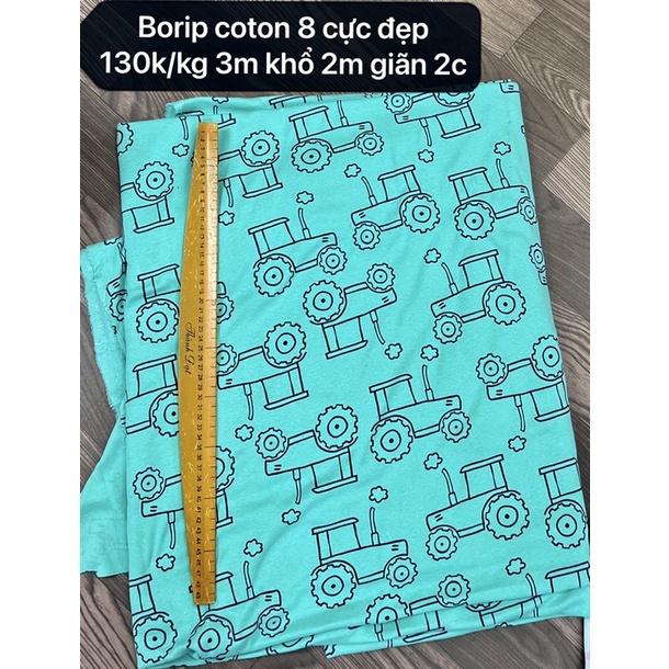 Vải Cotton cho bé , cotton 100% ,vải thun cotton hình thú , BoZip Hàn Quốc
