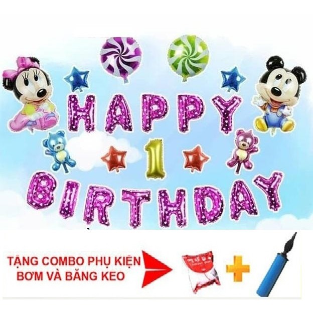 [FREE SHIP HN-TP HCM] Set bóng sinh nhật chuột Mickey như hình cho bé 1 tuổi