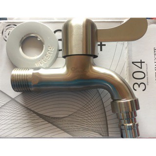 (RẺ VÔ ĐỊCH) Vòi hồ inox304 không gỉ, có mỏ, xả xô , sân vườn,máy giặt, tưới cây inox 304, vòi ren 21mm L1 L2