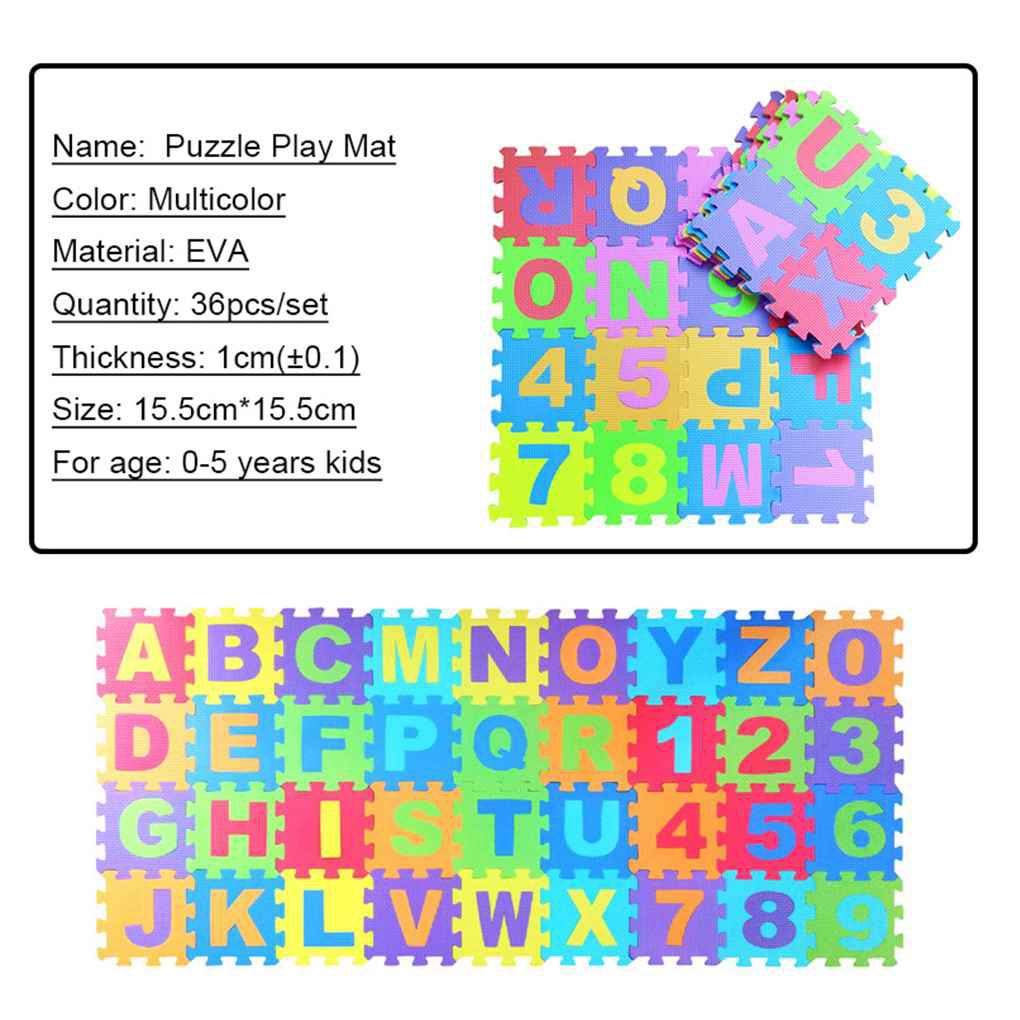 Thảm Xốp Mềm 36 Miếng Ghép In Số / Chữ / Hoạt Hình Cho Bé