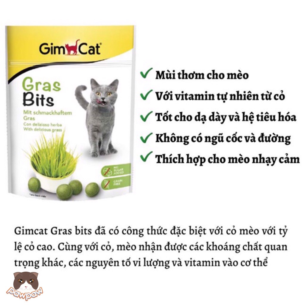 Gimcat GrasBits, Gimcat cỏ cho mèo tốt cho tiêu hóa nhập Đức (140gr)
