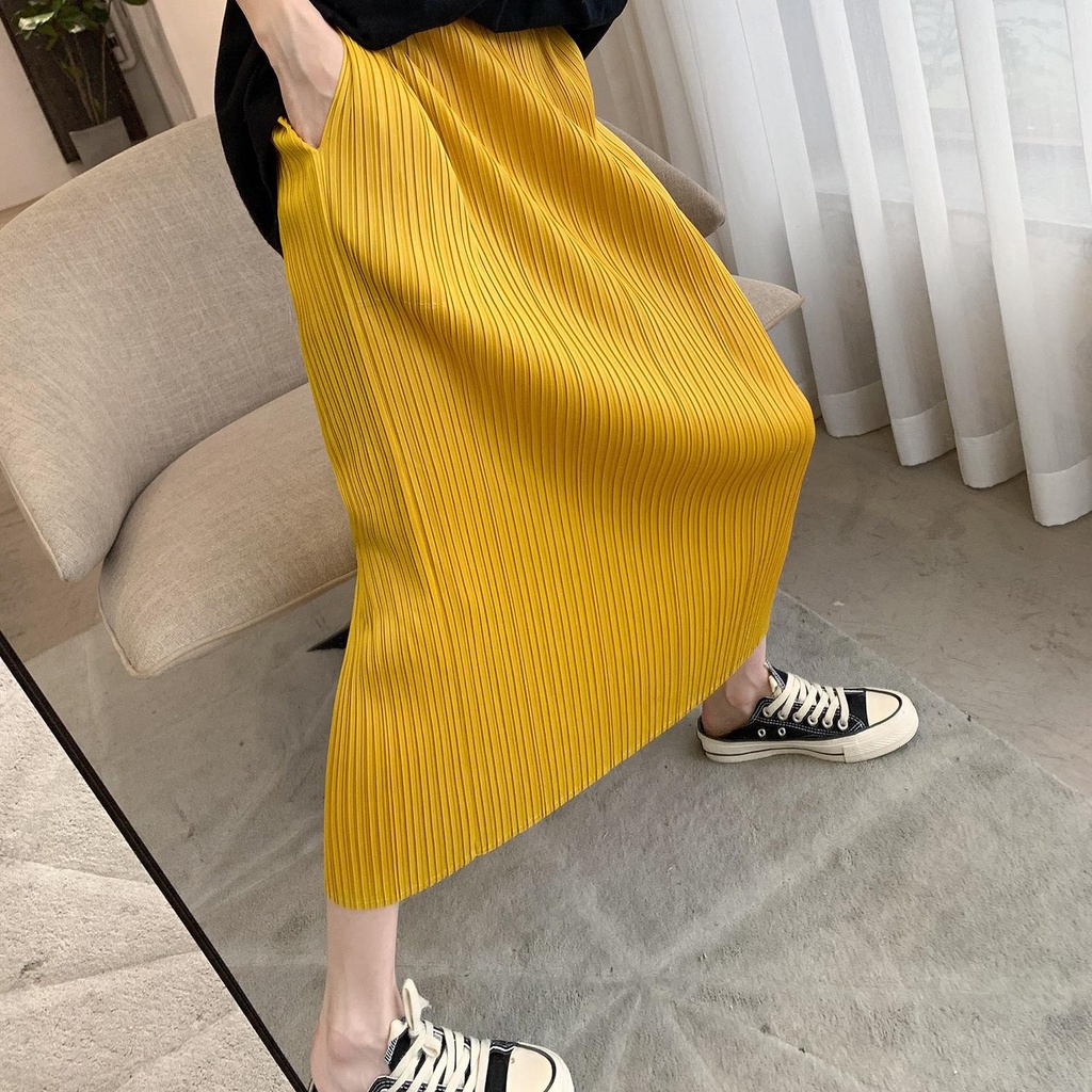 Xiaohongshu Chân Váy Xếp Ly Co Giãn Dài Vừa Phải Làm Bằng Thủ Công miyake pp Màu Sắc