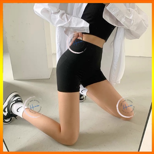 Quần Legging Đùi Nữ Dáng Ngắn Knit Short Chất Thun Cao Cấp Loại 1 Cạp Chun Cao Nâng Mông Hanva