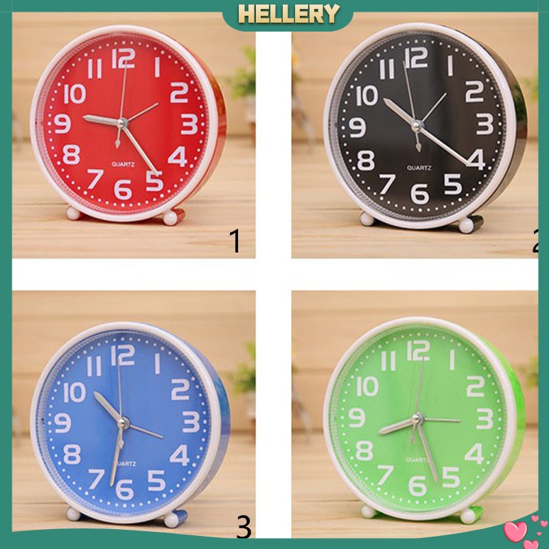 [HELLERY]5 Inch Portable Small Silent Alarm Clock Quartz Movement with Night Light 01