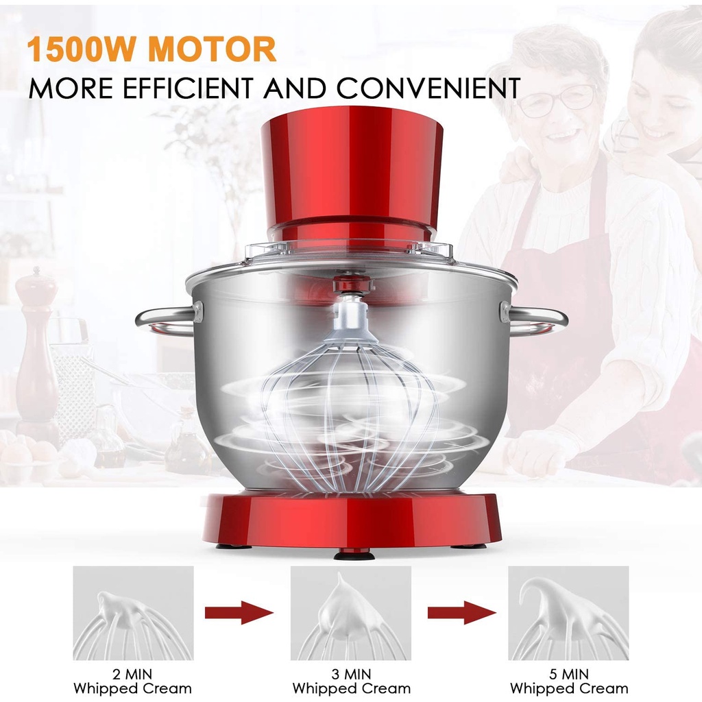 Máy nhào bột POWWA 6.5L 1500W - trộn 1.2 kg bột khô - Đánh kem, đánh trứng, trà bông - Hàng chính hãng ANH QUỐC