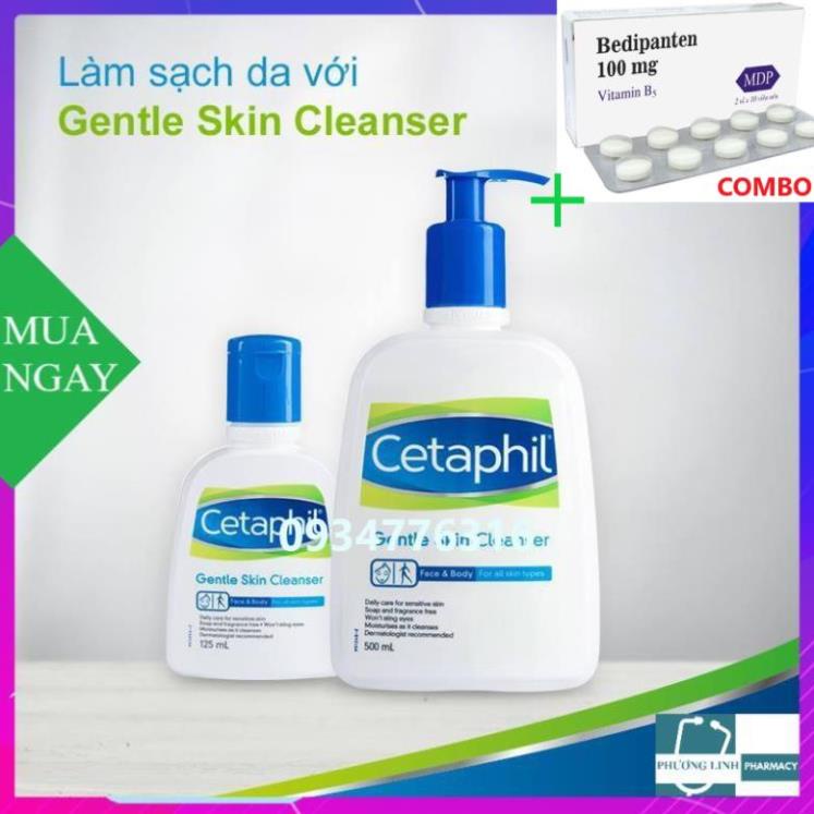 Combo Bedipanten 100mg +  Sữa Rửa Mặt Cetaphil Gentle Skin Cleanser (125ml - 500ml )