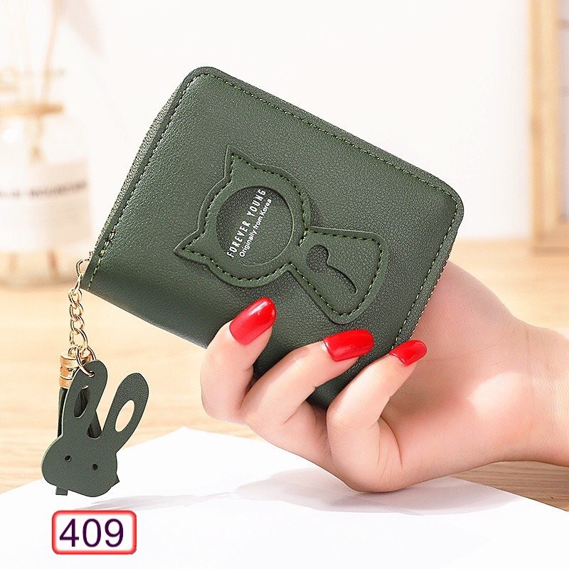 Ví Ngắn Dễ Thương VNN Cầm Tay Mèo In Nổi Dễ Thương