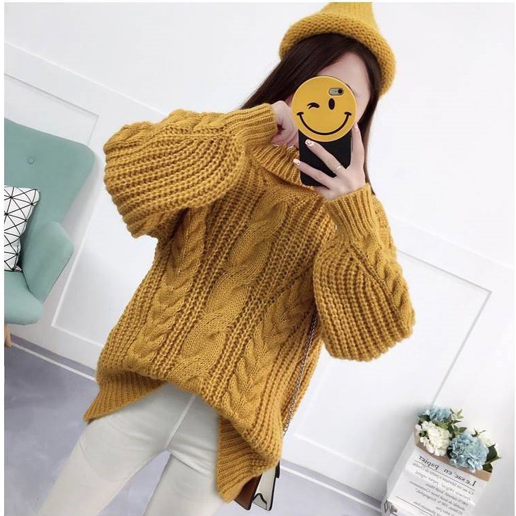 [Mã SKAMLTSM9 giảm 10% đơn 99K] áo len cao cổ dày len thừng cổ lọ dáng rộng tay dài kiểu hàn quốc | BigBuy360 - bigbuy360.vn