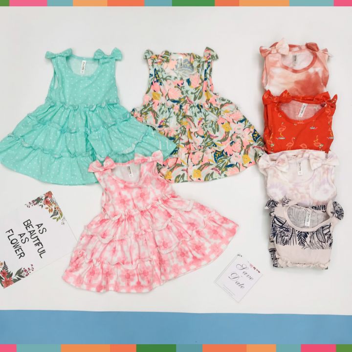 Váy bé gái chất cotton, đầm bé gái size 1-7 tuổi, đầm trẻ em SUNKIDS có nhiều màu