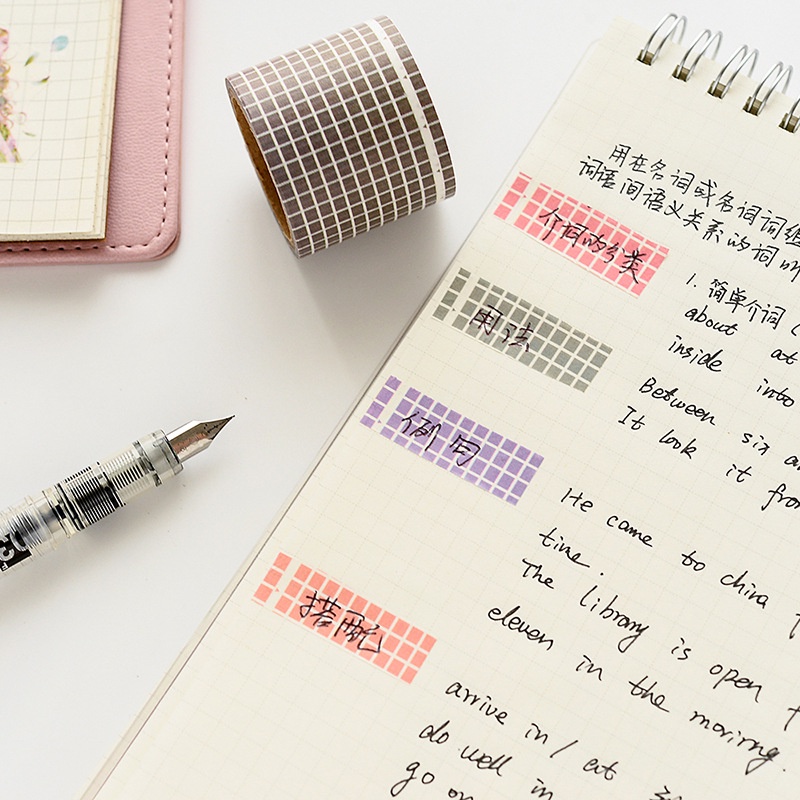 Washi tape caro vintage phong cách Basic dễ thương trang trí DIY dụng cụ văn phòng phẩm - Bullet Journal