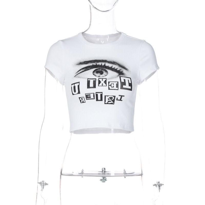 Áo Thun Ngắn Tay Cổ Tròn In Chữ Cá Tính Theo Phong Cách Đường Phố Dành Cho Nữ