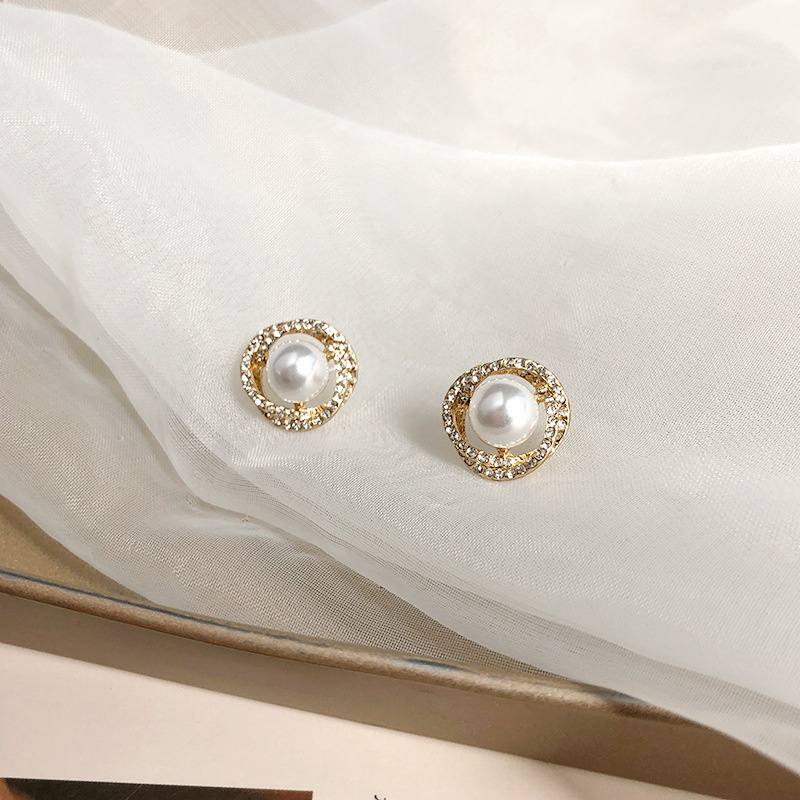 Khuyên tai phối ngọc trai đính đá thời trang 2021 cao cấp cho nữ