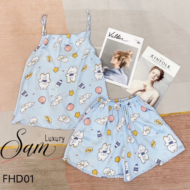 Đồ ngủ nữ 2 dây dễ thương,pijama lụa latin,mềm mịn, Sam Luxury | BigBuy360 - bigbuy360.vn